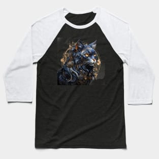 Steampunk Cat Animals Baseball T-Shirt